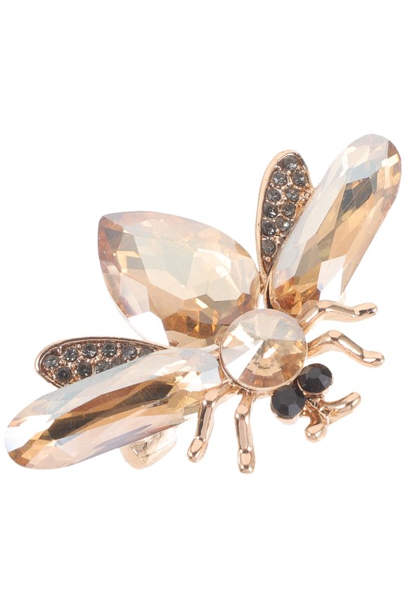 Elegant Shaped Brooch Pin with Golden Rhinestone Crystals, Stylish Jewelry Accessory for Women, 1 Piece