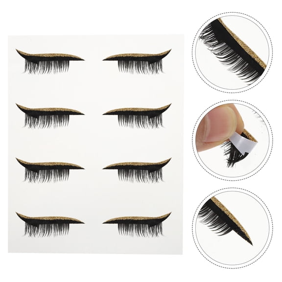 GAXIRE Black Self-Adhesive Eyeliner Stickers for Easy Makeup, Ideal for Cosplay, Festivals, 4 Pairs Included