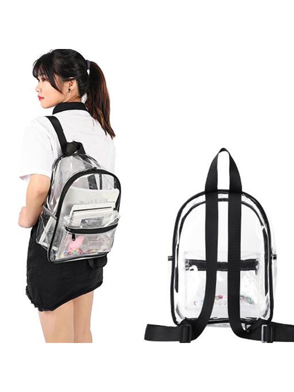 Black Transparent PVC Backpack Large Capacity Adjustable Straps