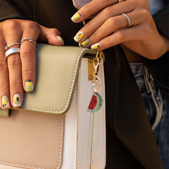 GAXIRE Shiny Watermelon Keychain Rhinestone Watermelon Pendant Red 1Pcs