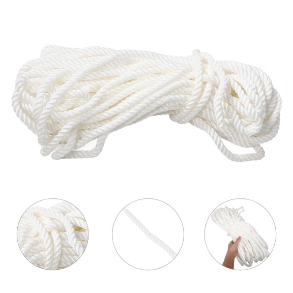 GAXIRE White Nylon Marine Docking Rope for Boats, 1 Roll, , Weather Resistant, Heavy Duty Boat Mooring Line