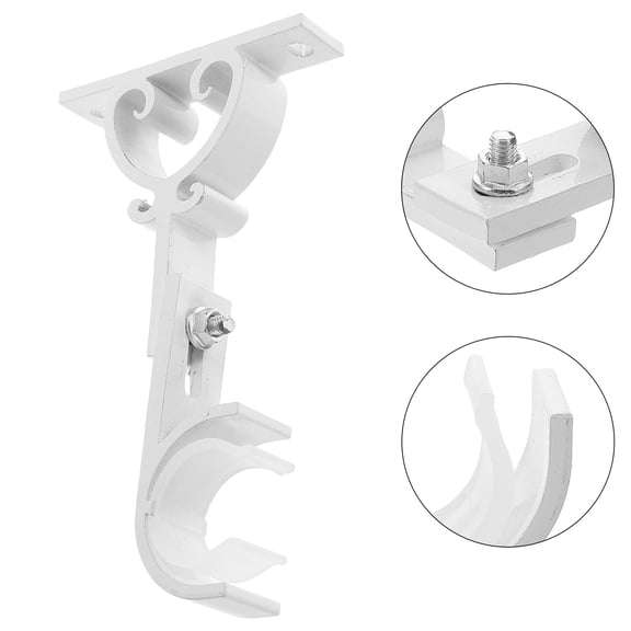 GAXIRE Ceiling Flange Hangers Curtain Rod Holders White Aluminum Secure Fit 1Pack
