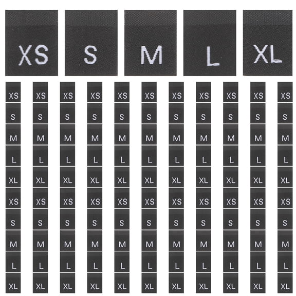 GAXIRE Clothes Size Labels 500Pcs Rectangular Black for Frequent Washing and Marking Sizes
