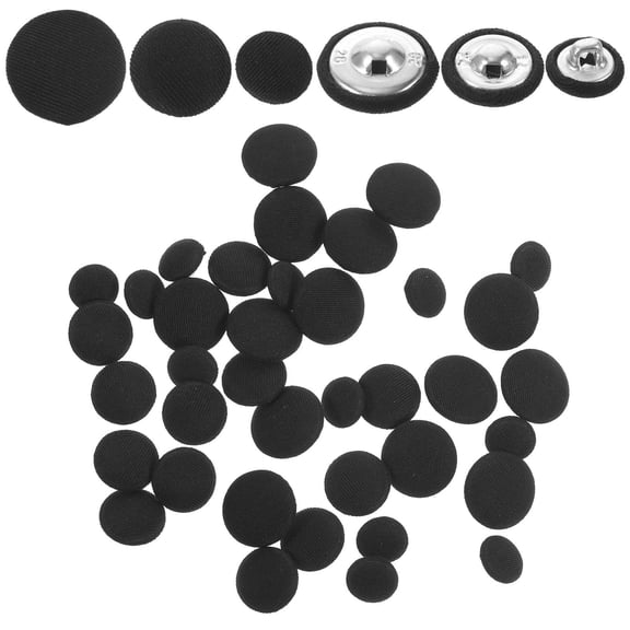 GAXIRE DIY Replacement Buttons Sewing Buttons Aluminum Black 60Pcs