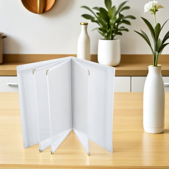 GAXIRE Commercial White A4 Menu Cover with Multi Page Holder Wipeable PU Folder for Bar Or Cafe
