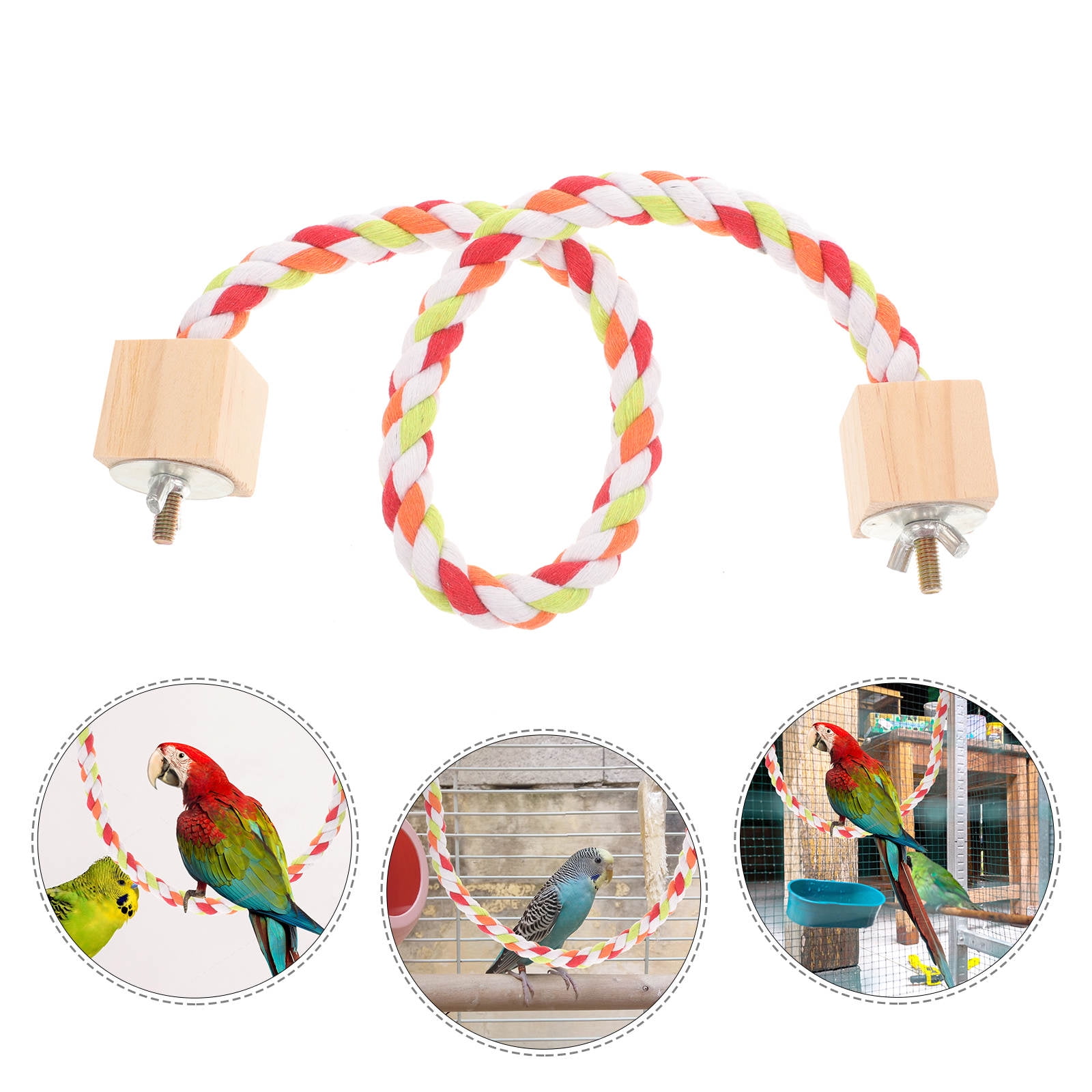 Image showcasing GAXIRE Cotton Rope Bird Perch Climbing Rope For Parrots And Birds Soft ...