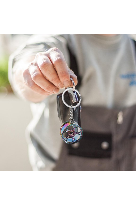 Metal Alloy Tire Keychain Mini Wheel Hub Shape Fashion Accessory Car Key 1 Piece