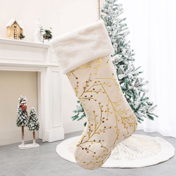 GAXIRE Decorate Stockings Christmas Stocking Golden Decoration 1Set