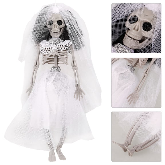 GAXIRE Decorations Indoor Skeleton Bride White 1Pack Ghost Statue Haunted House Prop