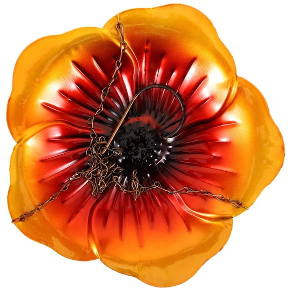 GAXIRE Decorative Outdoor Bird Feeder with Hanging Hook in Orange Metal for Birds