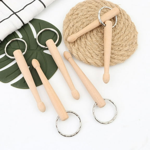 GAXIRE Drumstick Keychain Pendant Wood Color Stylish Music Instrument Accessory 1 Piece