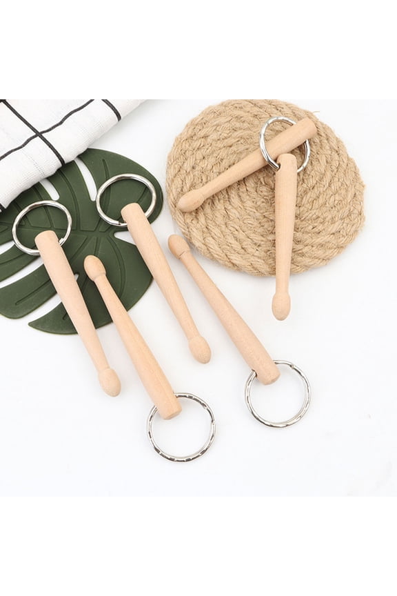 Drumstick Keychain Pendant Wood Color Stylish Music Instrument Accessory 1 Piece