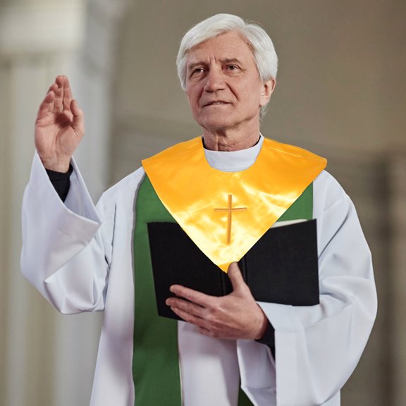 GAXIRE Elegant Golden Satin Reversible Stole with Cross Embroidery for Church Choir Adults