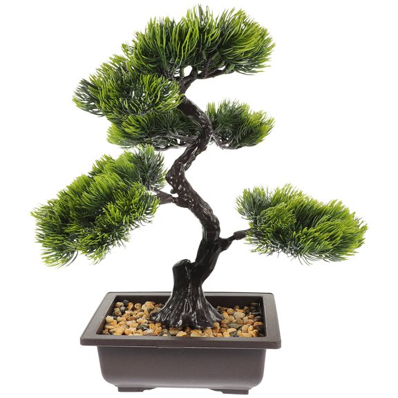 GAXIRE Fake Plant Bonsai Tree Fake Green ABS Simulation Welcome Pine 1Set