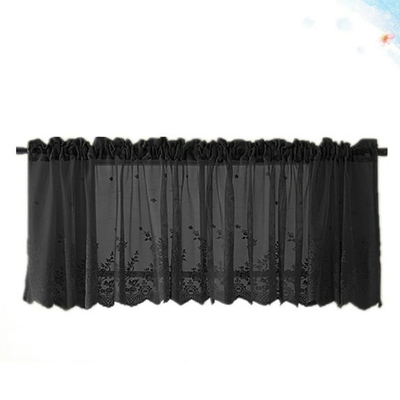 GAXIRE Farmhouse Valances for Windows Short Lace Curtains 74x61cm Black 1Pcs