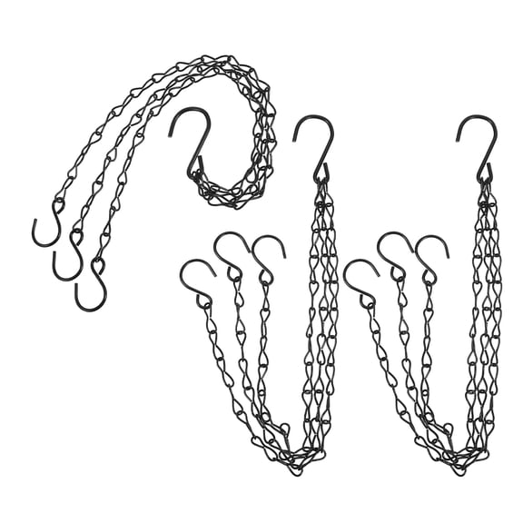GAXIRE 3pcs Iron Hanging Chains with Hooks for Outdoor Garden Lanterns Flowerpot Holder Elegant Black Finish