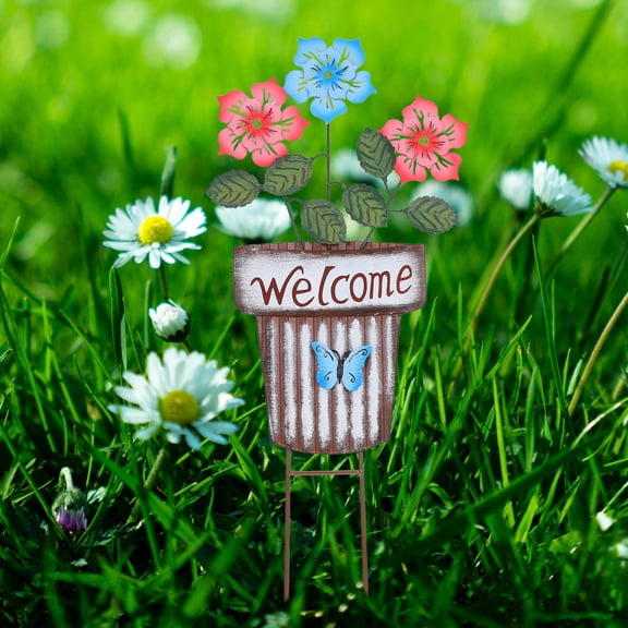 GAXIRE Garden Stake Garden Lawn Stake Flowerpot Stake Iron Outdoor Space 1Set