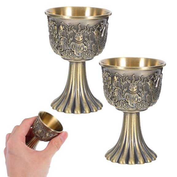 GAXIRE Golden Dragon Goblet 30ml Zinc Alloy Vintage Decorative Chalice for Parties and Drinking Use