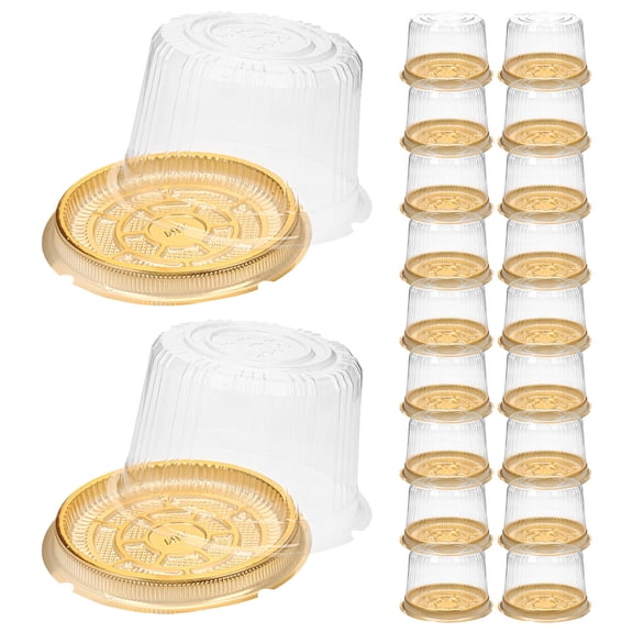 GAXIRE Golden Plastic Cake Carrier Boxes with Lid for Home, Party, Bakery Shop - 50 Pieces and Reusable