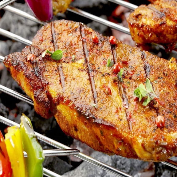 GAXIRE 20Pcs Sturdy Metal Skewers with Ring for Barbecue and Roasting