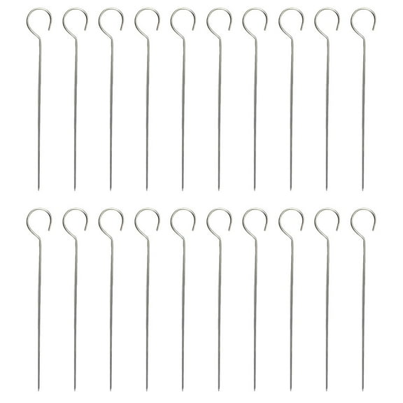 GAXIRE 20Pcs Sturdy Metal Skewers with Ring for Barbecue and Roasting