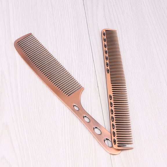 GAXIRE Hairdressing Comb Set with Detangler Fine Teeth Aluminum Light Brown Hair Cutting Tool