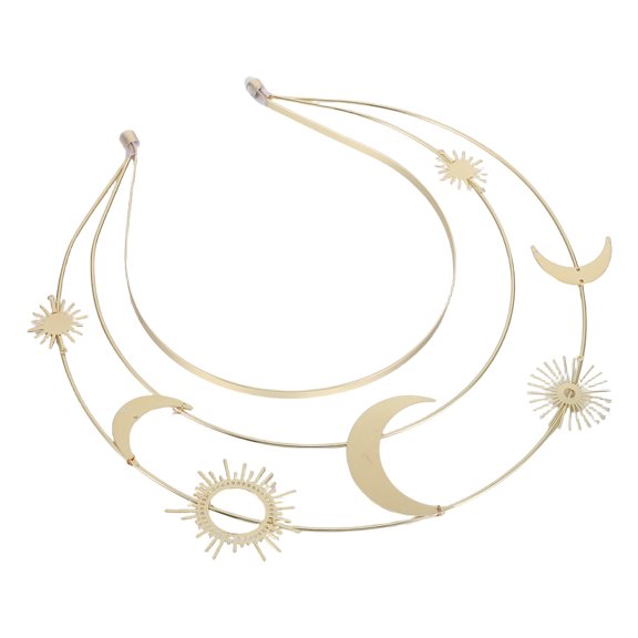 GAXIRE Handcrafted Sun Moon Tiara Headband with Three Layer Sunburst for Prom and Party