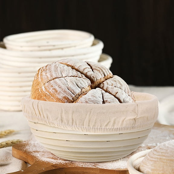 GAXIRE Reusable Cloth Liner Rattan Basket for Artisan Bread Baking and Dough Rising