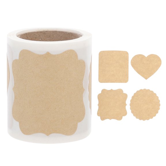 GAXIRE Handmade Stickers Kraft Paper Stickers Khaki 100 per Roll for Festival