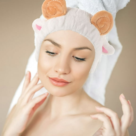 GAXIRE Cute Makeup Headband White Plush 1Pcs 7.47X7.07X1.57In
