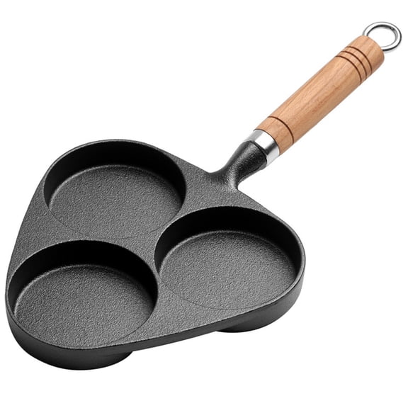 GAXIRE Home Use Cast Iron Breakfast Pan with Easy Clean Nonstick Coating and Tri-Hole Design