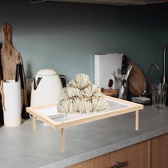 GAXIRE Household Pasta Drying Stand Wood Beige with Stable Anti Slip Legs for Kitchen Use