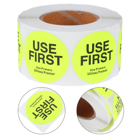 GAXIRE Inventory Count Stickers Copper Plate Adhesive Round Food Safety Labels Yellow 500 Set for Warehouse and Food Use