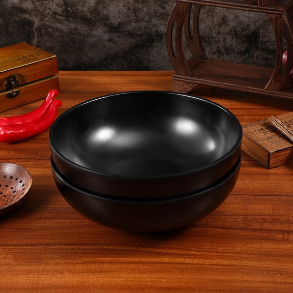 GAXIRE Set of 2 Japanese Style Black Noodle Bowls, 5.9 Inch Diameter, Ceramic Soup and Ramen Bowls for Home Dining