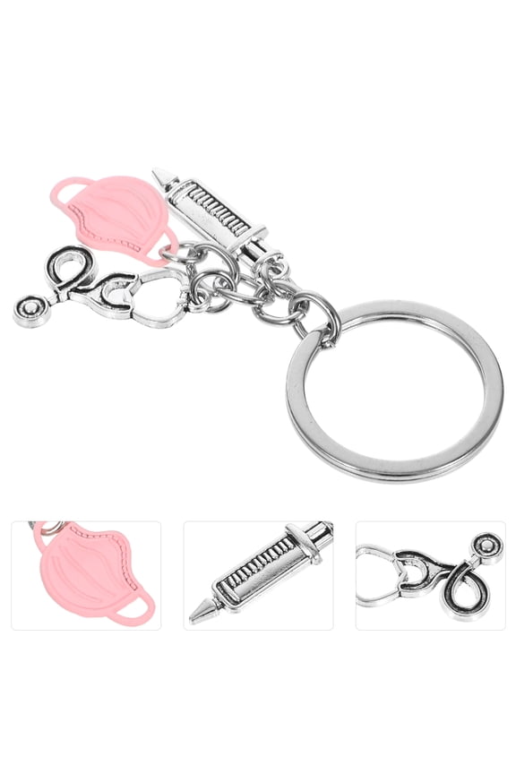 Keychain Charms Pink Zinc Alloy 1Set Bag Pendant Workers