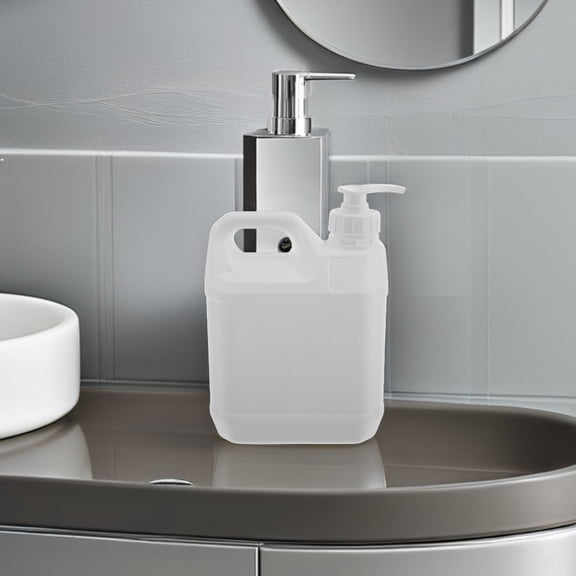 GAXIRE Set of 3 Large Capacity White Plastic Pump Dispenser Bottles for Home Use Refillable Liquid Storage Jugs