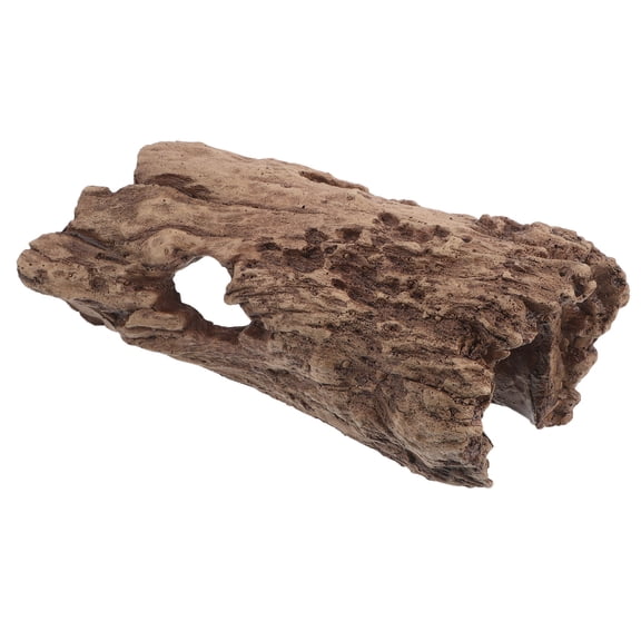 GAXIRE Dark Brown Resin Lizard Hideaway with Simulation Bark Texture for Reptile Habitat Enrichment