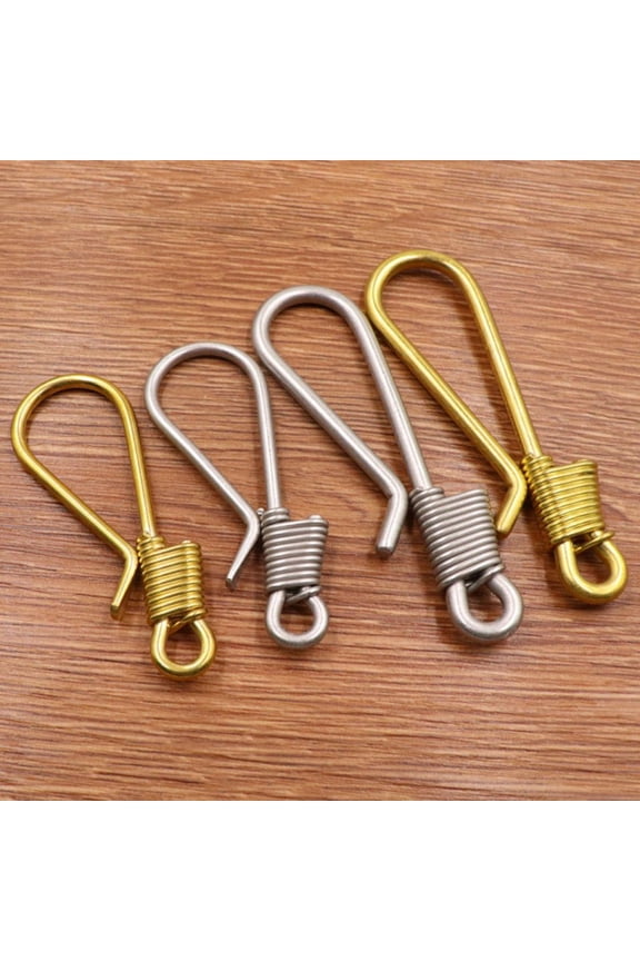 1PC Brass Keyring Hooks Manual Key Chain Hook Buckle Pure Copper Winding Keychain Hook Handicraft Accessories for Home (Golden Size S)
