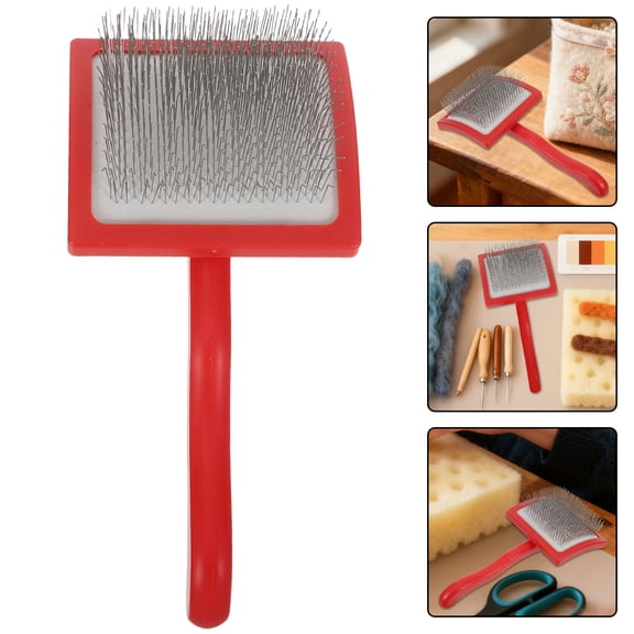 GAXIRE Manual Wool Carders Red Wooden Hand Carder with Metal Teeth for Fast Felting and Spinning