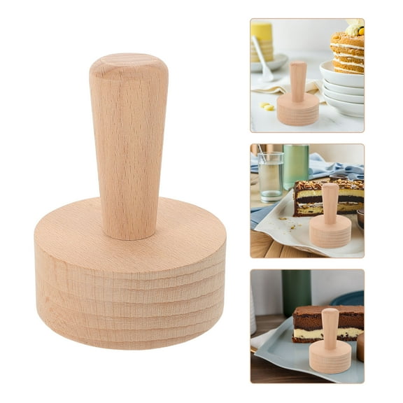 GAXIRE Mini Cheesecake Pan with Light Brown Wooden Handle, Easy Demolding Tool for Home Bakers, 1 Piece