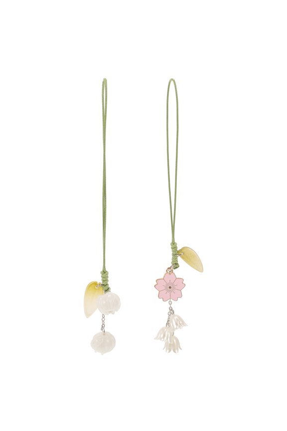 Wax Thread Flower Keychain Charm Pendant Mobile Phone Accessories 2Pcs Stylish Fashionable