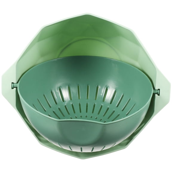 GAXIRE Double Layer Green Strainer Basket Set for Kitchen - Colanders for Washing and Draining Fruits, Vegetables, and More