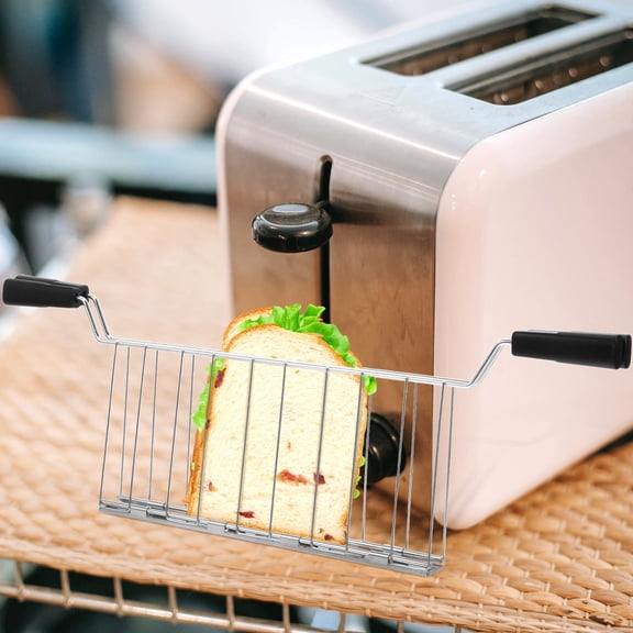 GAXIRE Black Stainless Steel Toaster Warming Rack with Anti-Scald Feature, Easy to Clean, Ideal for Home Kitchen Use