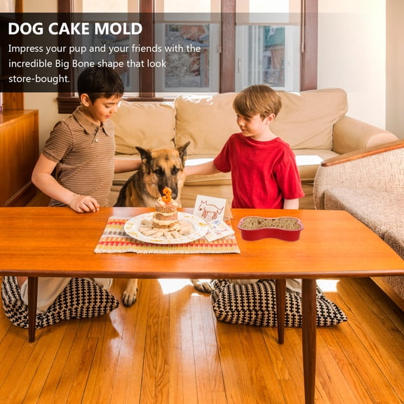 GAXIRE Non Stick Red Silicone Dog Birthday Cake Mold Bone Shape Pan Oven Microwave Safe