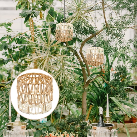 GAXIRE Paper Rope Lamp Shade Cover Retro Style Light Diffuser for Home, Hotel, Cafe, 1 Piece Decorative Lighting Accessory