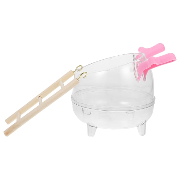 GAXIRE Pet Wood hamster Bath Tub with Dual Function Design for Cage Use Transparent Small Animal Sand Bath House 7.5x4.5 Inches