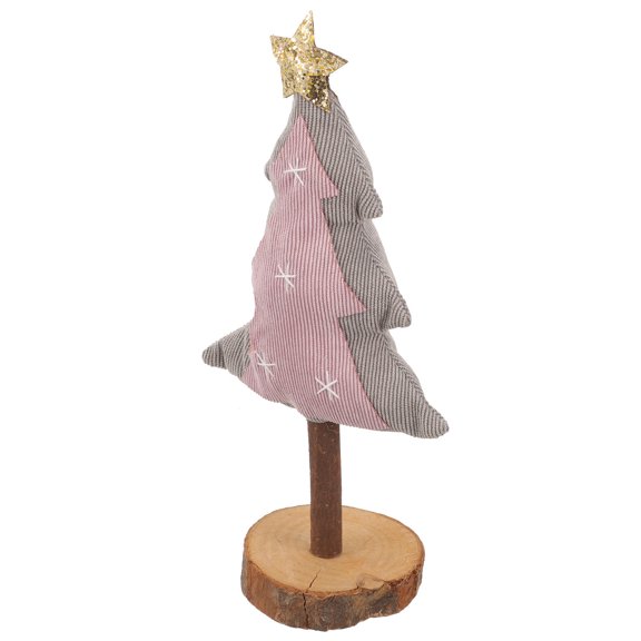 GAXIRE Pink Cloth Tabletop Christmas Tree Rustic Decor for Home Office Christmas Party 14.5 Inch