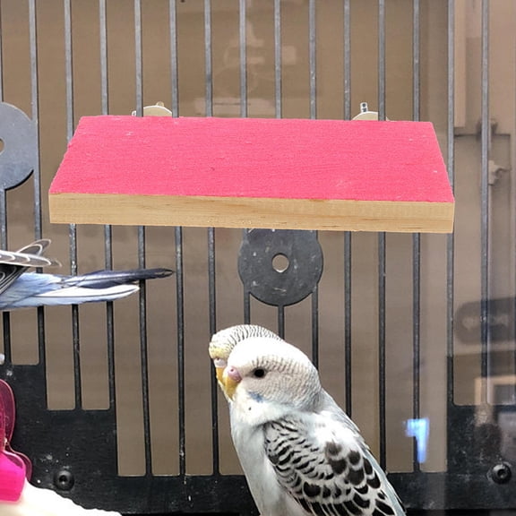 GAXIRE Pink Wooden Bird Perch Platform for Parrots with Stable Mounting and Durable Load Bearing
