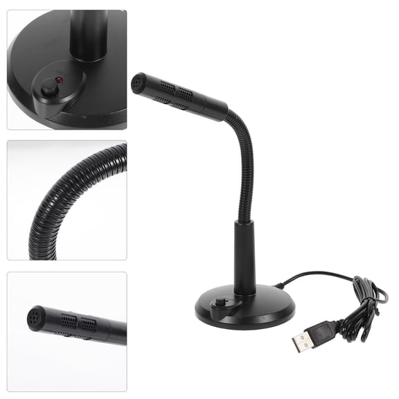 GAXIRE Portable Black USB Microphone with Flexible Stand for Computer Chatting and Streaming