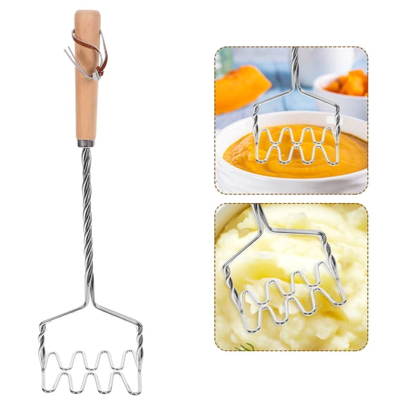 GAXIRE Potato Masher with Wooden Handle, Vegetable and Fruit Presser for Home Cooking, Pureeing, and Kitchen Use - 1 Pack